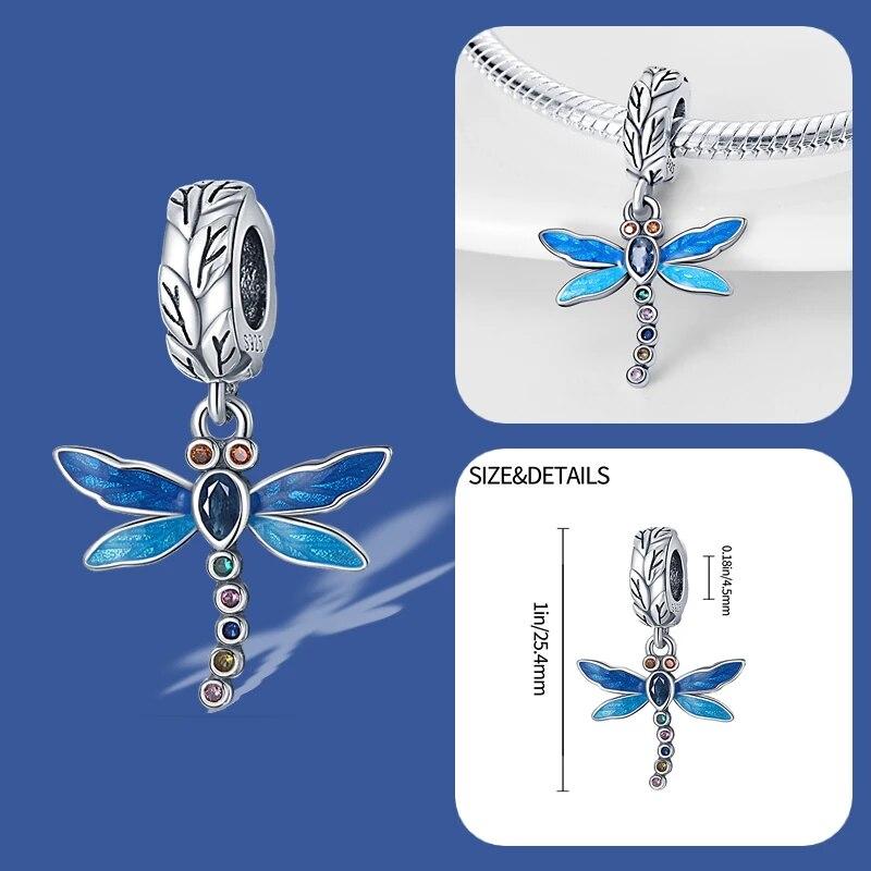 Nou argint 925, albastru, mărgele de Murano, cu flori de pansă, farmec se potrivește cu brățară și colier de marcă originală, cadou de bijuterii 925