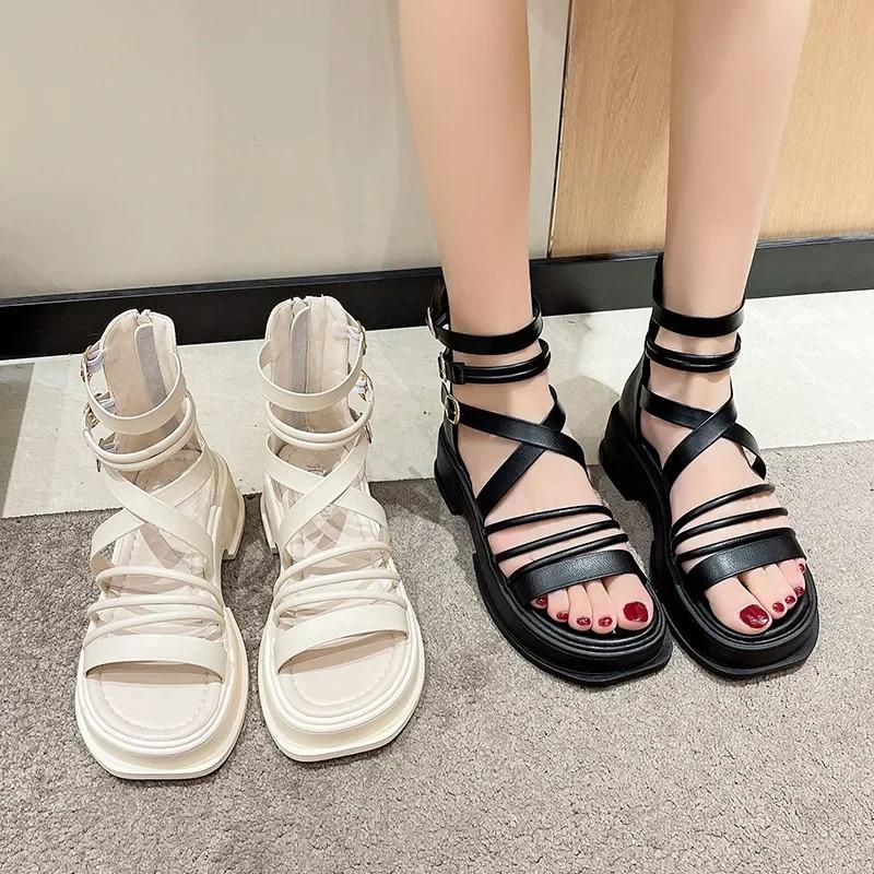 Women's Sandalias Fashion Summer Cool Boots Outdoor Non Slip Platform Sandals Leisure Beach Sandals for Women Roman Cool Booties
