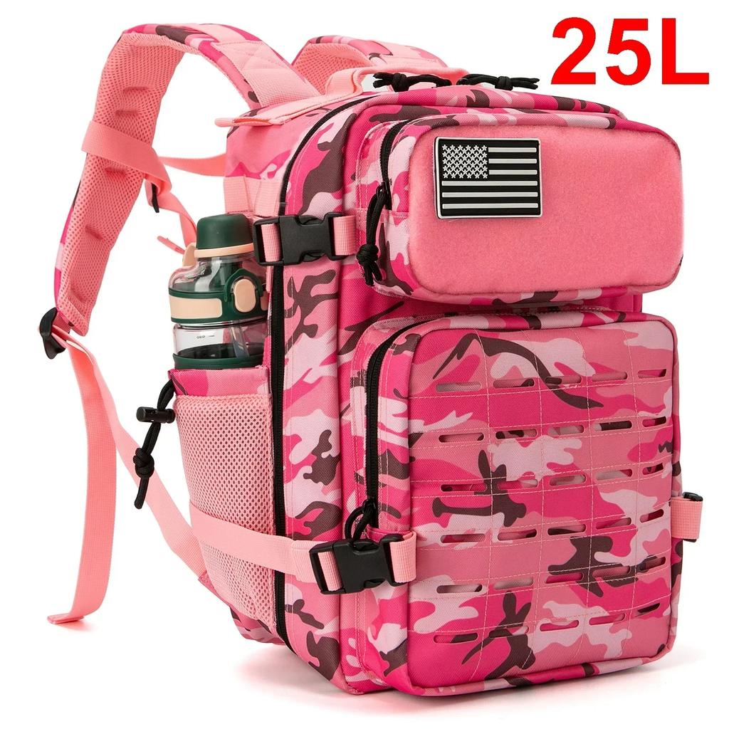 25/45L Women/men Backpack for Tactical Laser Cut Molle Heavy Duty Backpack School Bag Gym Rucksack Treeking with Dual Cup Holder