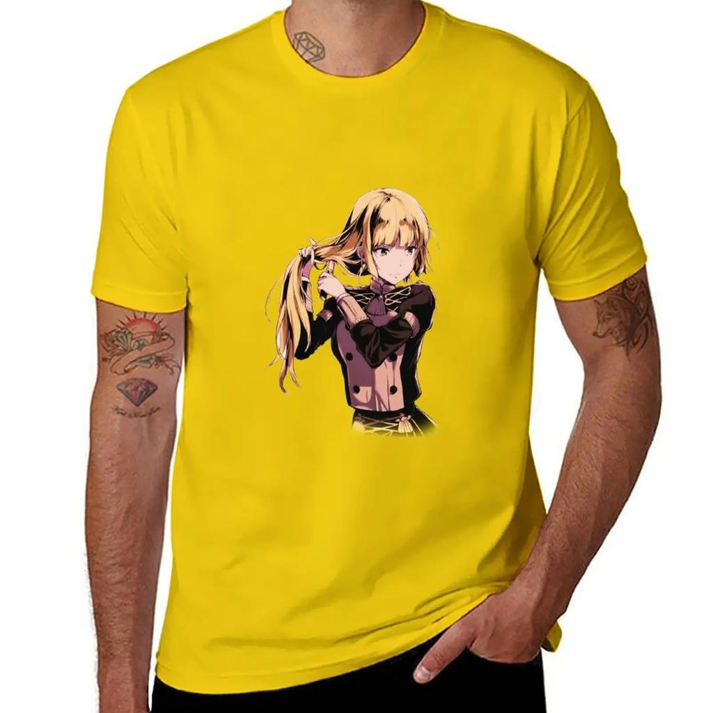 Ingrid from Fire Emblem: Three Houses Trying To Comb Her Hair - Videogame T-Shirt Sublime Anime Big and Tall T Shirts for Men