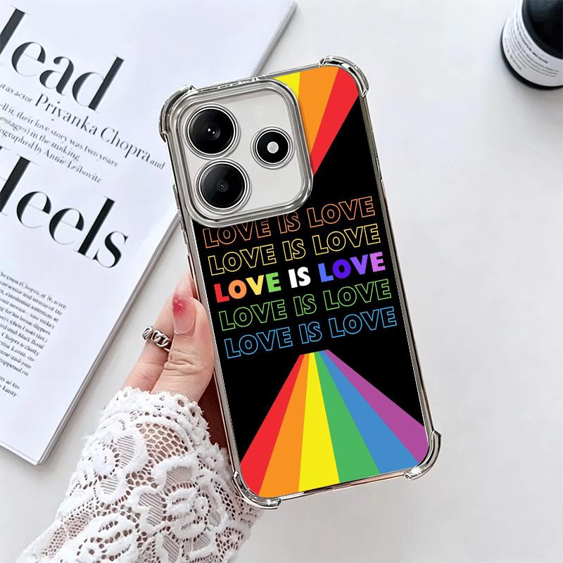 LGBT Rainbow Love Is Love Plating Phone Case For Xiaomi Redmi Note 14 15 Pro Plus 13 12 11 11S 11T 10 9S 9 5G Anti-Fall Airabag