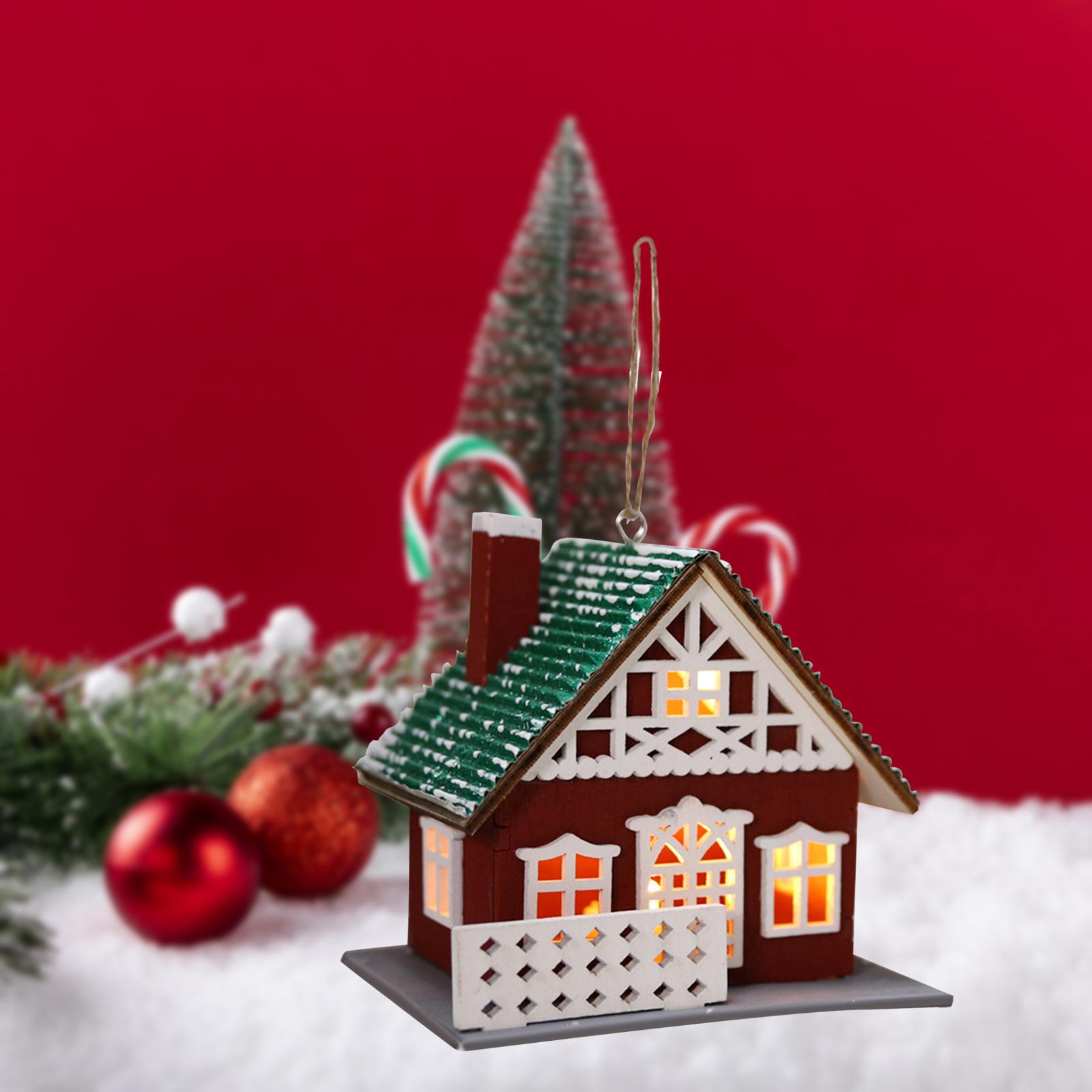 

Small Christmas Village House Wood Table Ornament Kids Toy Miniature Ornaments for Room Decor Xmas Party Decor Home Table Desk
