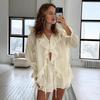 VAYLA New Casual Shorts Two-piece Set Women's Ruffled Loose Tie Top Simple Shorts Set Office Lady Female Shorts Set
