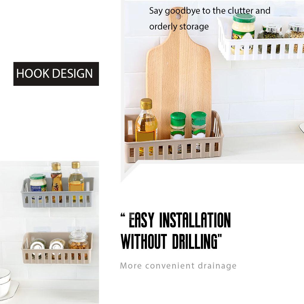 Wall Mounted Kitchen Storage Rack Toilet Bathroom Plastic Sundries Shelf Hollow Drain Stand