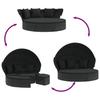Outdoor Lounge Bed with Canopy and Cushions Black Poly Rattan