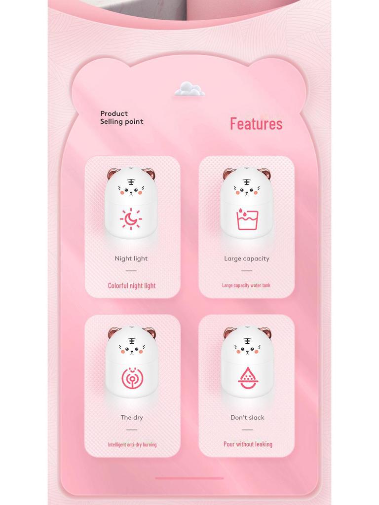 Portable Cute Pet USB Humidifier: Small, Silent Aromatherapy Atomizer for Home, Desk, or Car