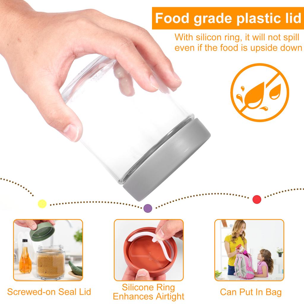 4Pcs Overnight Oats Jar Clear Glass Storage Jar with Sealed Lids Leakproof Fruit Yogurt Storage Containers Food Storage Tank