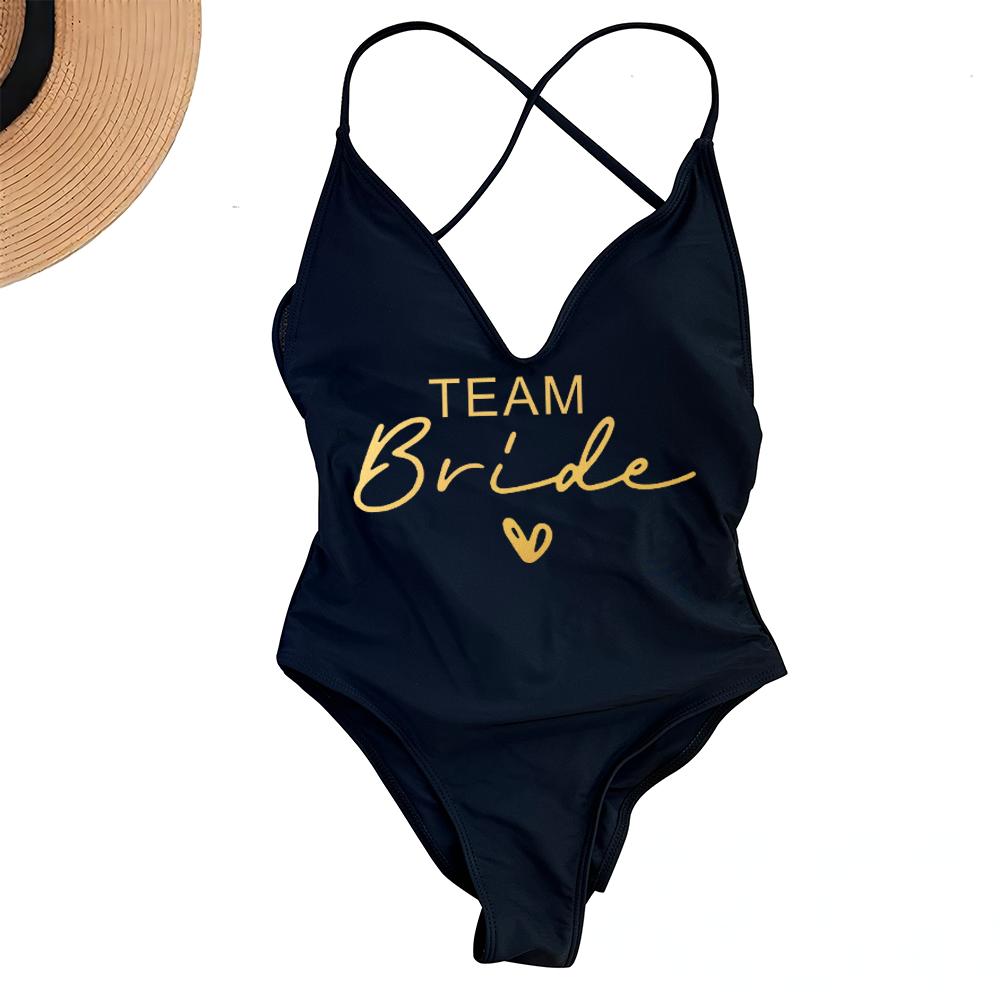 Sexy Padded One Piece Swimsuit Women Team Bride Swimwear Bikini Summer Bathing Suit Plus Size Beachwear Bachelorette Party Lady