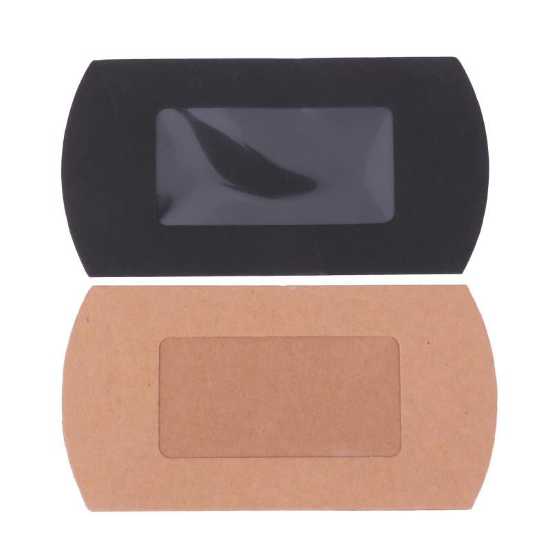 50Pcs Kraft Paper Pillow Box With Clear Window Candy Packaging Box For Birthday Parties Baby Showers And Wedding Party