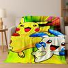 3D Pokemon Pikachu Monster Elf Child Flannel Blanket Soft Warm Blanket for Bedroom Living Room Bed Travel Camping Picnic Gift