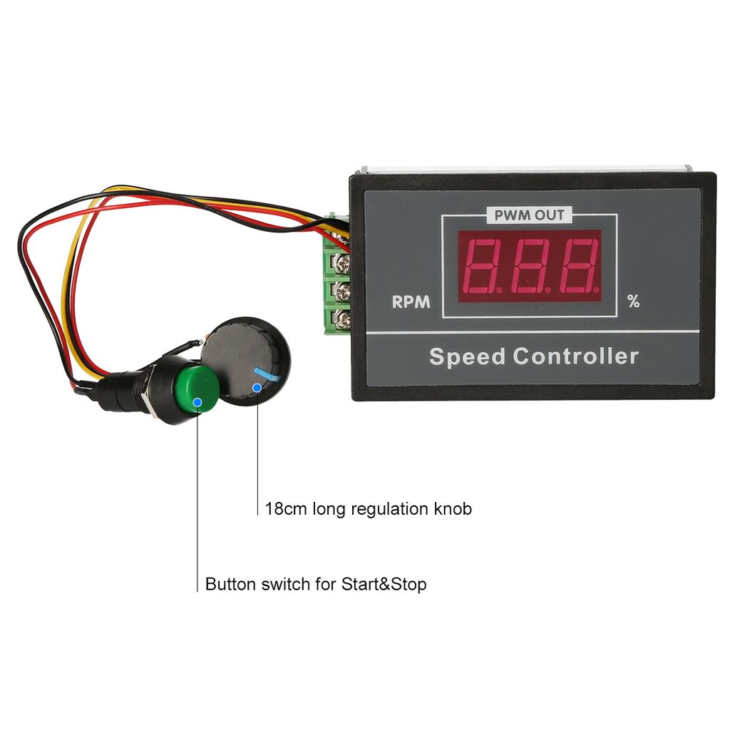 Panou de control al vitezei motorului KKmoon DC6-60V 12V 24V 36V 48V 0-30A PWM cu comutator Start&Stop