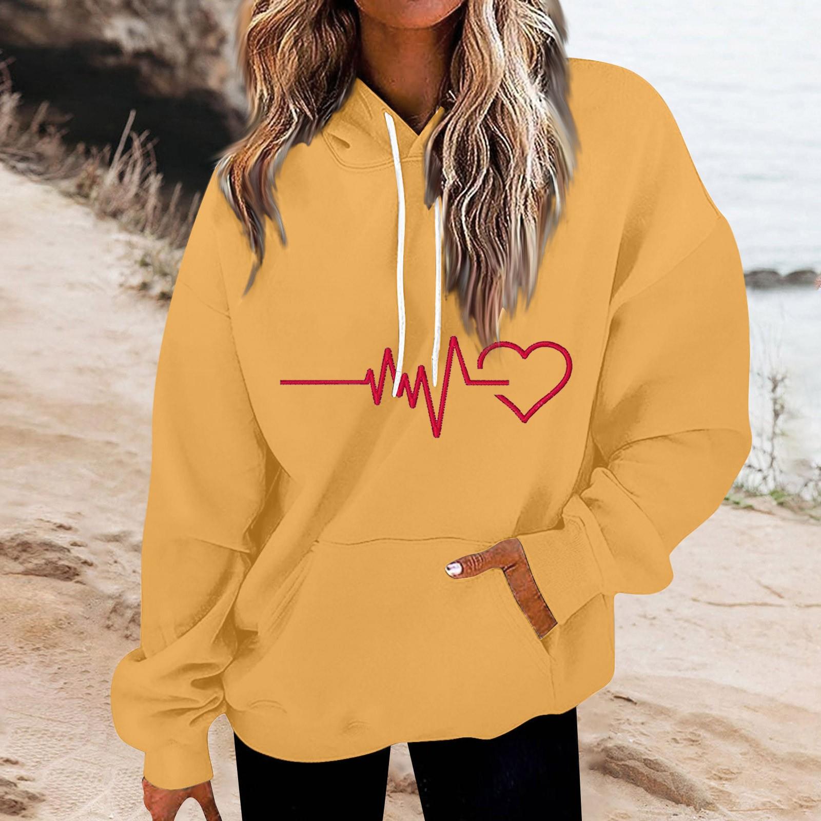 

Женские модные повседневные универсальные повседневные толстовки с круглым вырезом, топы с длинными рукавами и принтом XL жёлтый