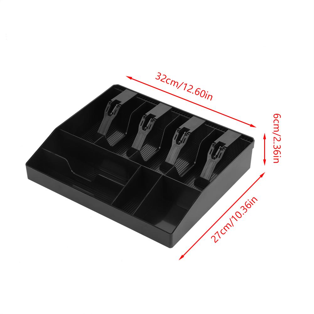 Eight Grids Cash Drawer Register Insert Coin Tray Cashier Tidy Storage Safe Box (Black)