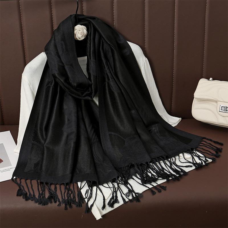 Luxury Brand Autumn And Winter Imitation Cashmere Cashmere Jacquard Fringed Shawl Dual-Purpose Scarf High-End Atmosphere Women