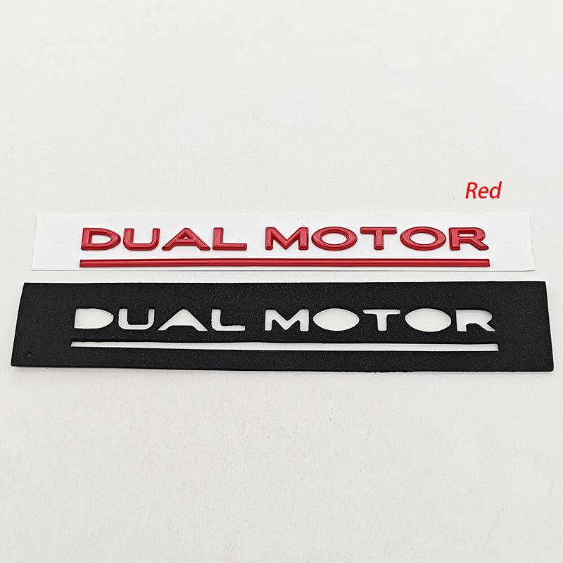 

3D ABS Chrome Red Line Black Logo DUAL MOTOR Emblem Letters Car Styling Trunk Badge Sticker for Model3/Y/S/X DUAL MOTOR Accessories красный