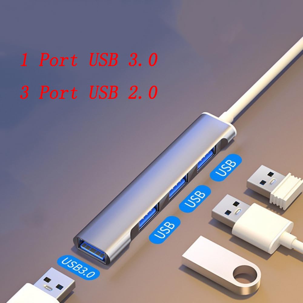 To USB Hub with 1 USB Port and 3 USB Up To 5Gbps Data Transfer Compatible with USB Computer Expansion Type C Docking Gray USB-C Hub, 4-in-1, Type-C