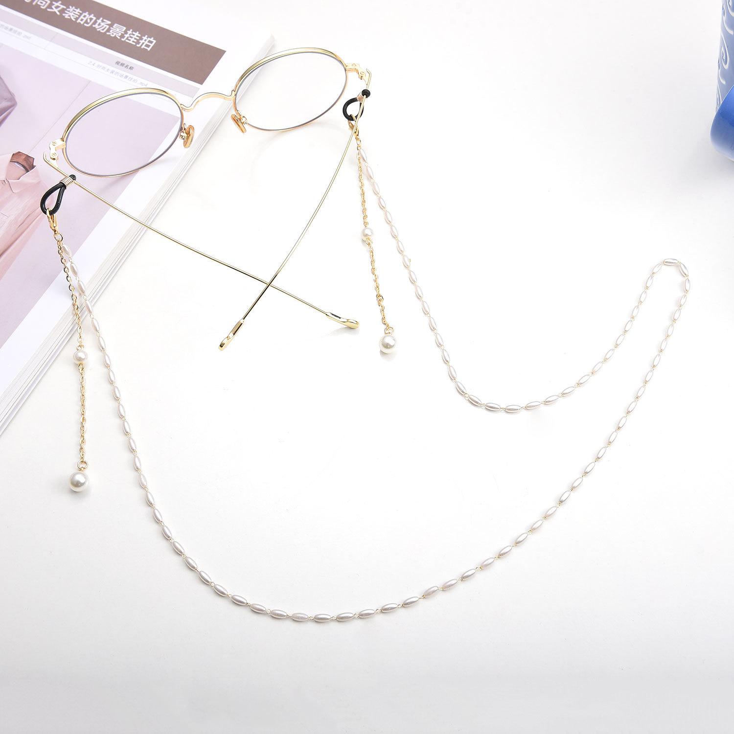

Accessories, alloy rice grain pearl chain, pendant, glasses chain, temperament glasses, mask accessories золотой