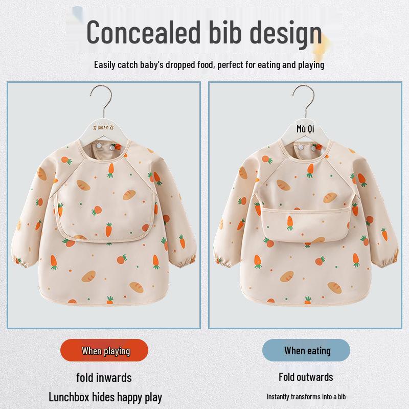 Waterproof Long-Sleeve Baby Bib for Infants & Toddlers - Anti-Stain and Dirt-Resistant Kindergarten Apron