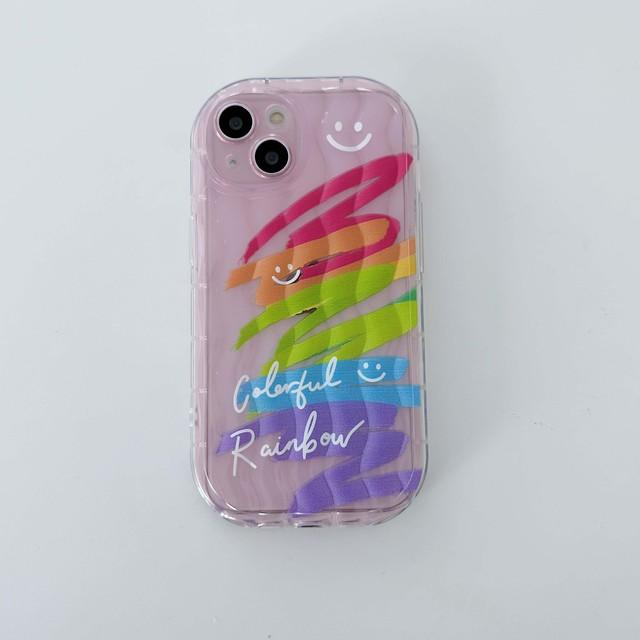 Smiley Love Rainbow Doodle Smile Cartoon Couple Colorful Phone Case For Iphone 11 12 Promax 14 Plus 13 Pro Max Fundas Cover
