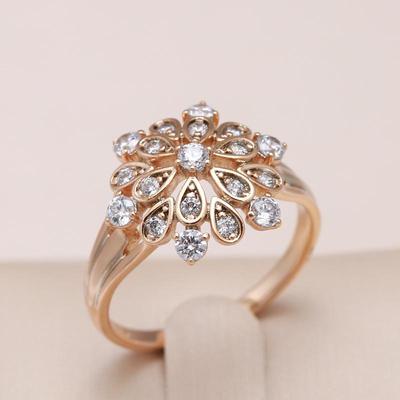 Full Zircon Hollow Snowflake Design Rings for Women Modern Style Statement Jewelry