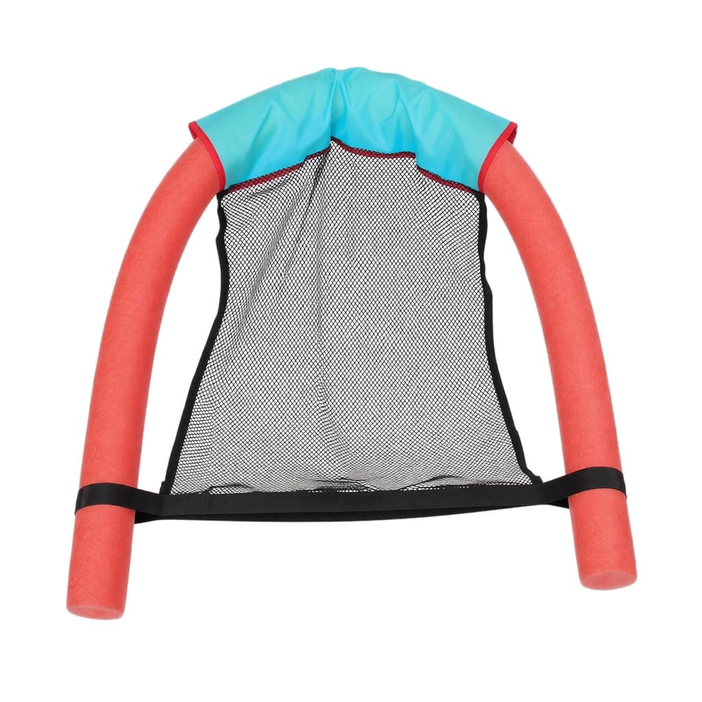 Cadeira de Lounge Flutuante Inflável Boia de Piscina com Assento em Rede Tubos de Espuma Duráveis Diâmetro 6,5 cm Comprimento 150 cm Acessório para Piscina