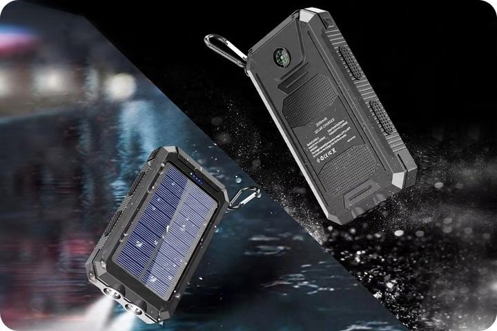 Power Bank Ładowarka Solarna 2Xusb Turystyczna+Etui Wodoodporne Na Telefon