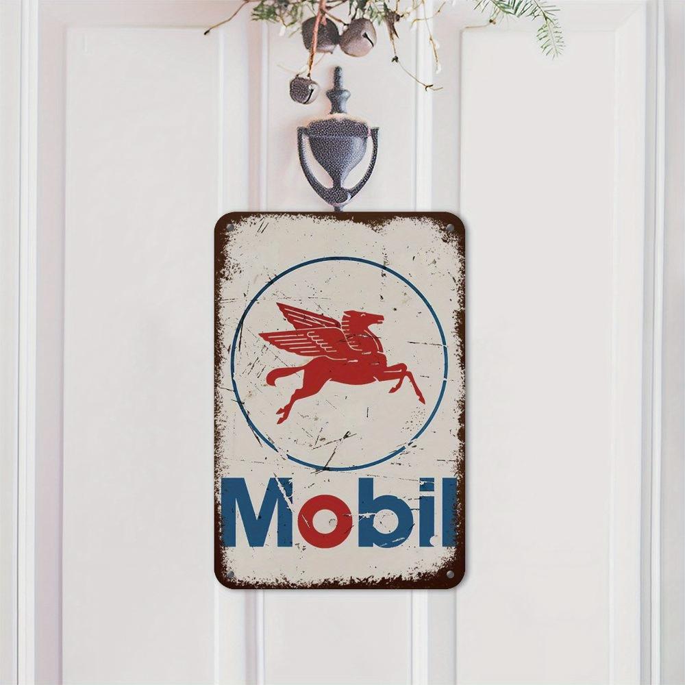 Tin Sign Mobil Logo Rustic Rust Oil Gas Station Wall Sign Decor Auto Shop Garage Cave, Any Occasion Gift