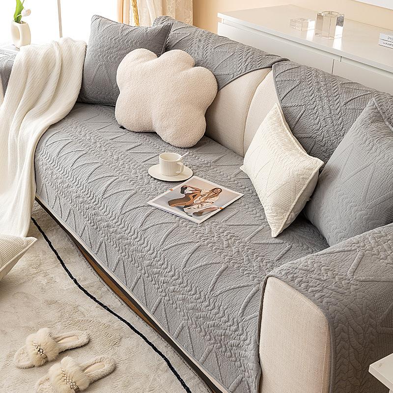 All-Cotton Sofa Cushion Four Seasons Universal Non-Slip Mat Nordic Simple Modern Leather Sofa Cover Solid Color Seat Cushion Cover Cloth
