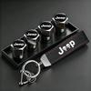 4PCS Tire Valve Stem Caps + Suede Keychain Set for Renegade Grand Cherokee Patriot Wrangler Compass Auto Accessories