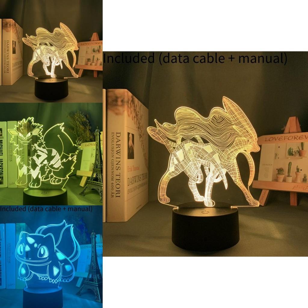 Creative Led Pikachu 3d Night Light Colorful Acrylic Decorative Table Lamp Gift