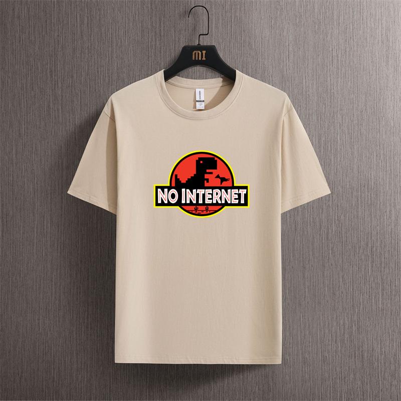 Cartoon Dinosaur tee shirt Printed No internet T shirt men dino tshirt funny Harajuku Tops Jurassic offline park Women's t-shirt