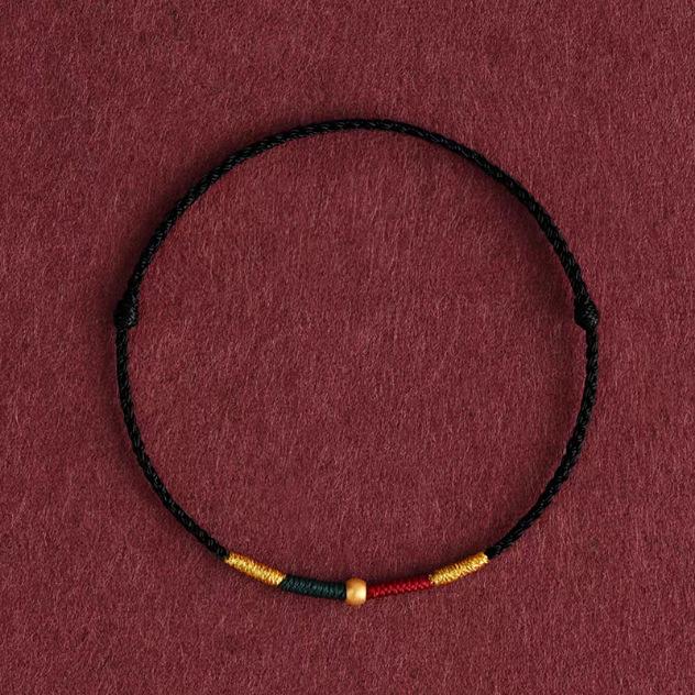 Pure Gold 999 Zodiac Red String Bracelet with Luck Beads for Baby's Full Moon or New Year