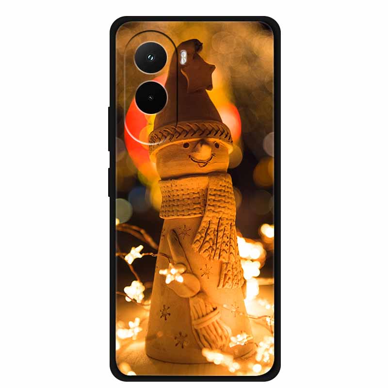 Christmas Phone Case For Poco M7 4G Case Christmas Tree Black Silicone Bumper For Xiaomi Poco M7 4G Cover PocoM7 Cartoon Coque