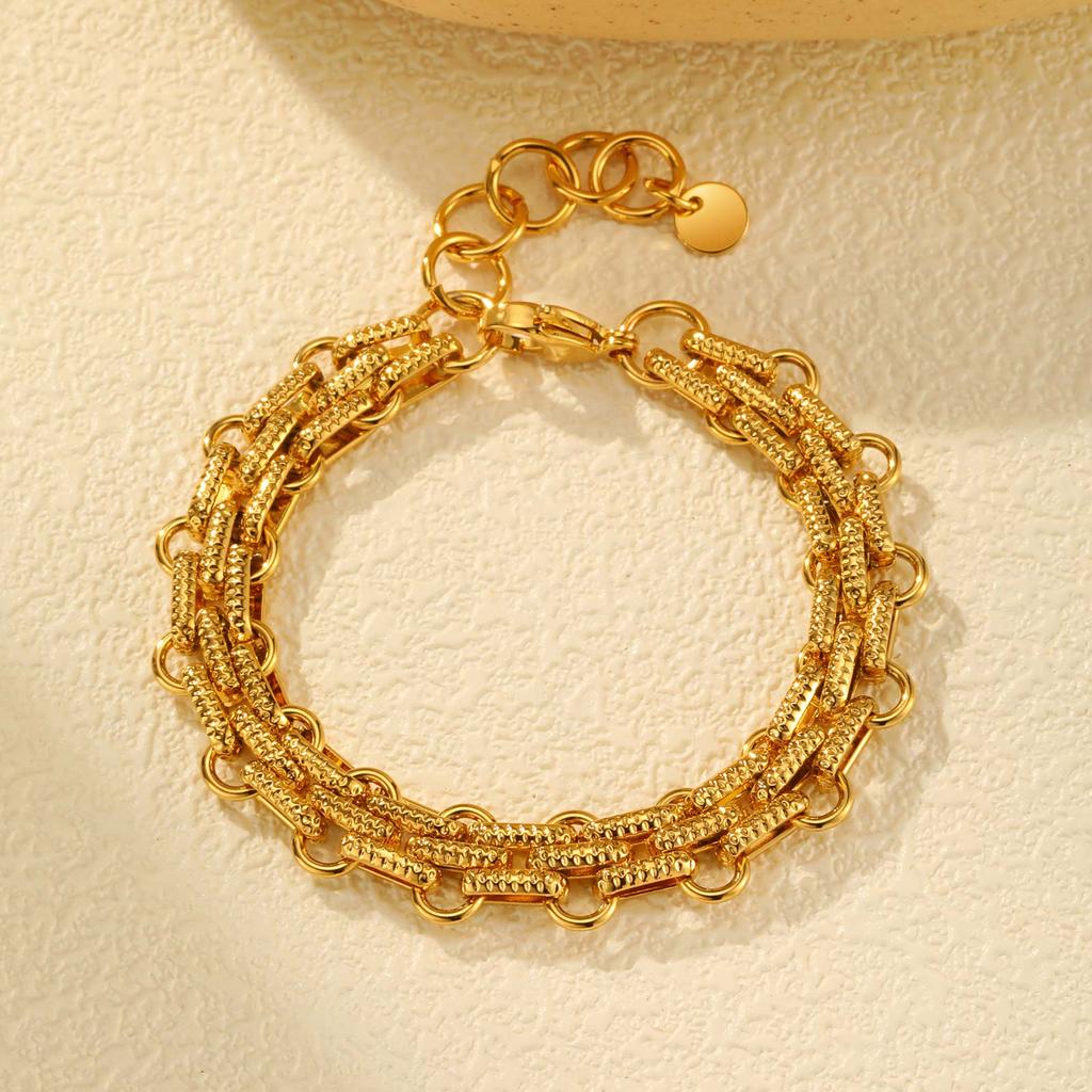 Stainless Steel Multiple Chunky Thick Chain Bracelet for Women Gold Plated Twist Irregular Geometric Bracelets Jewelry Gift