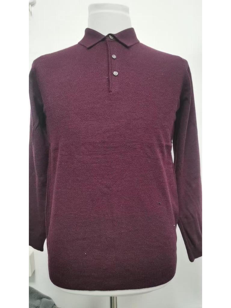 Men's Casual Long Sleeve European Size Polo Knit Sweater