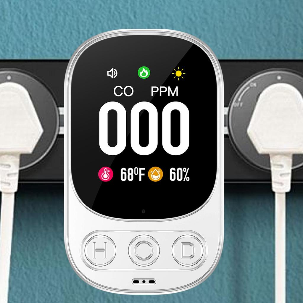 CO Sensor Carbon Monoxide Detector Plug In Alarm TFT LCD Screen CO Warning Alarm Detector CO Meter