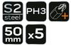 Impact Bits S2, 50 Mm, PH3 - 5 Pcs.