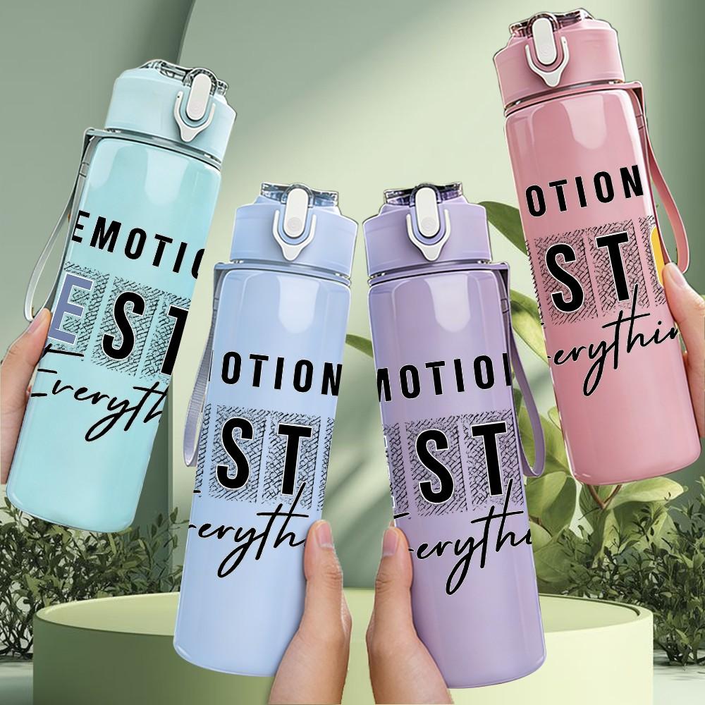 1PC Emotions Destroy Everything Text 750ml Color Plastic Sports Water Bottle Leakproof Flip Straw Lid Suitable for Sports Office Home Use