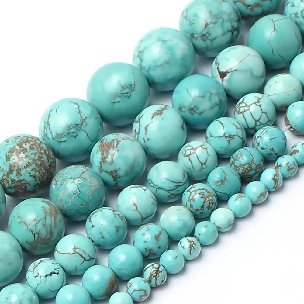 Light Turquoises Natural Stone Round Beads 15"Strand Smooth Loose Spacer Beads 4/6/8/10/12mm for Jewelry Making DIY Bracelets Charms Accessories