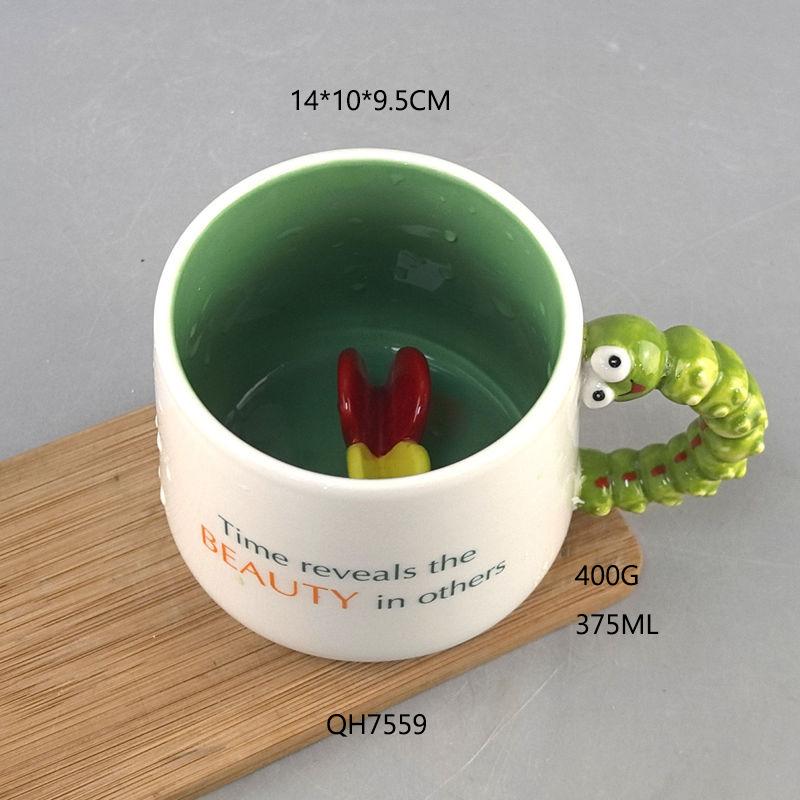 Uroczy Kreskówkowy Ceramiczny Kubek na Wodę Kubek 3D Dinozaur Zielony Kubek do Kawy Kreatywny Kubek Dinozaur