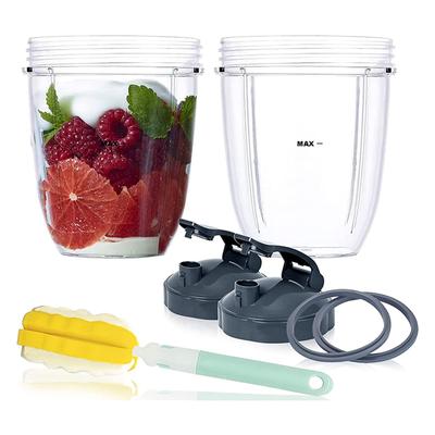 Ersatzbecher 18 oz für Standmixer mit Klappdeckel zum Mitnehmen, Gummidichtungen, für NutriBullet 600W und 900W Mixer Zubehör.