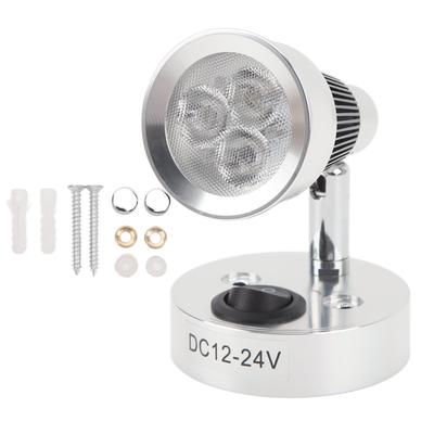 LED RV Bedside Lamp DC12 To 24V Silver 3W 3000K Warm White Portable Reading Light for Yacht Ships Bo
