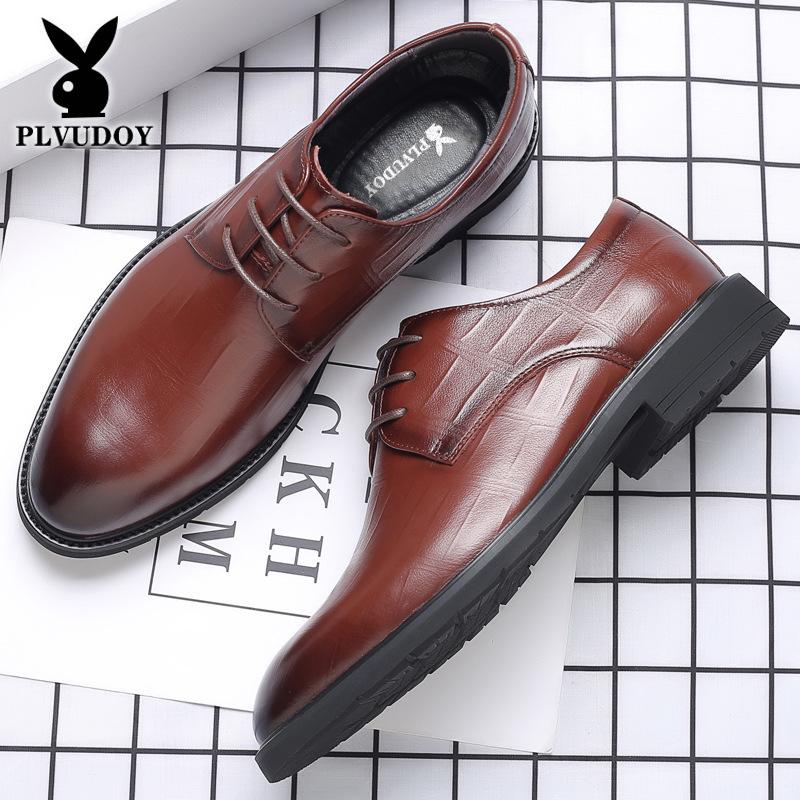 

Leather shoes men s genuine leather business dress British shoes men s spring and summer new pointed casual men s leather shoes 46 коричневый