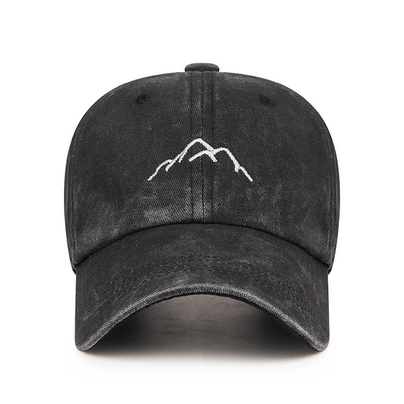 Boné de Basebol Unisexo Retro Desgastado com Design Bordado de Pico de Montanha