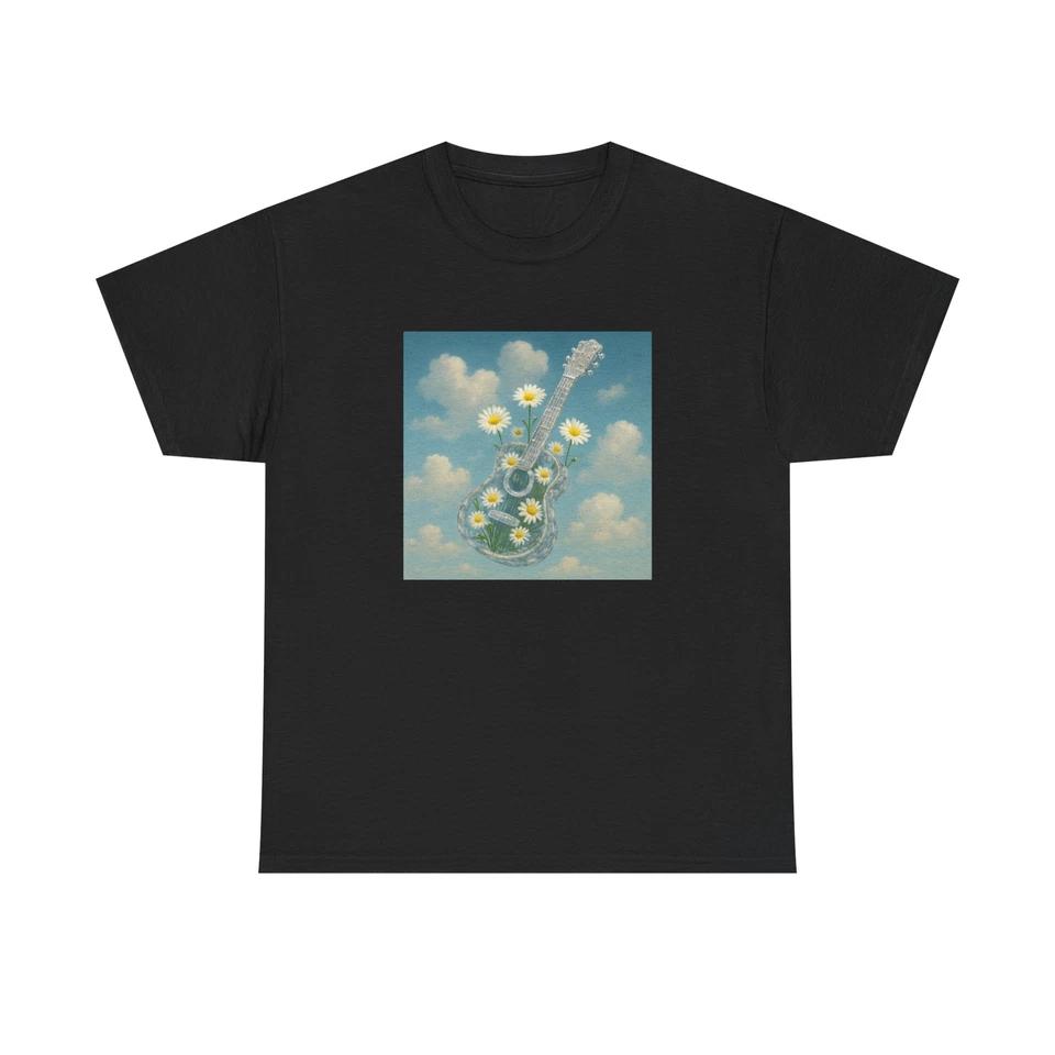 

Unisex Adult T Shirt Guitar With Daisy Flowers Music Art 2XL