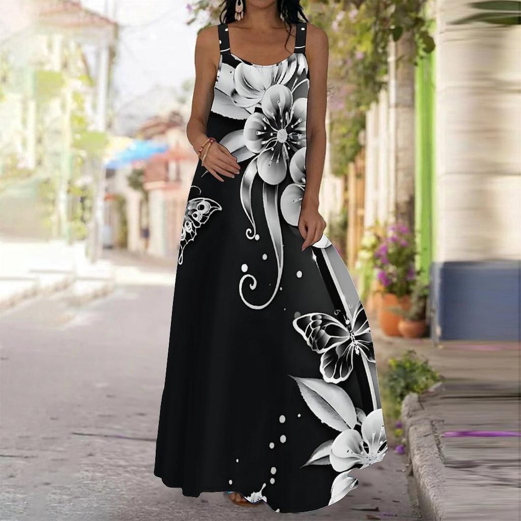 Women's Slip Dress Maxi Long Dress Mix and Match Print Stitching Print Dress Spring & Summer Leisure Vacation