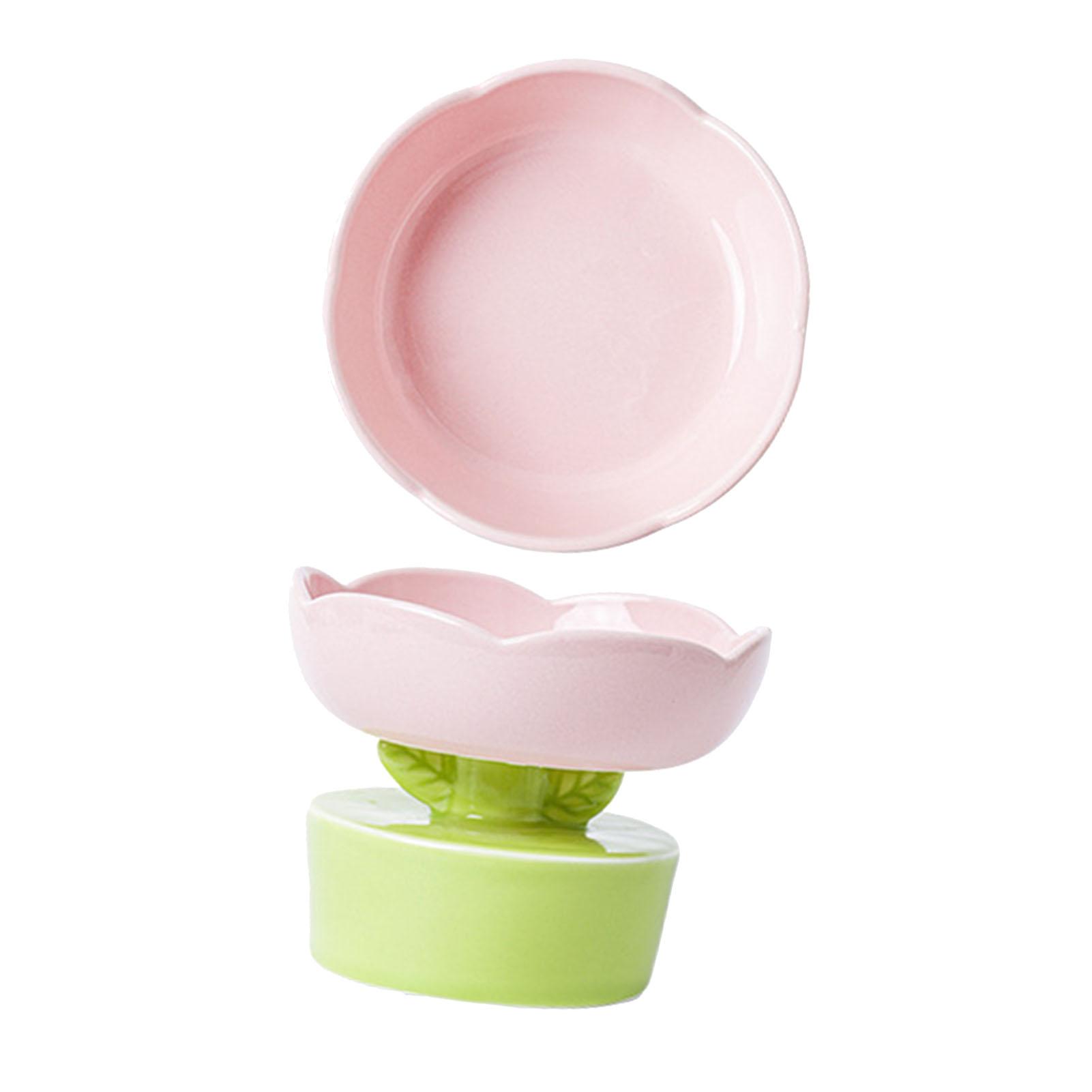 

Ceramic Cat Food Bowl Cute Flower Shape Large Capacity Neck Spine Protection Raised Pet Food Bowl for Cats Dogs Pets розовый