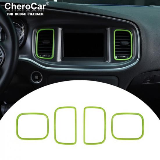 4pc Center Console Dash Air Vent Outlet Cover Trim For Dodge Charger 2011+ Green