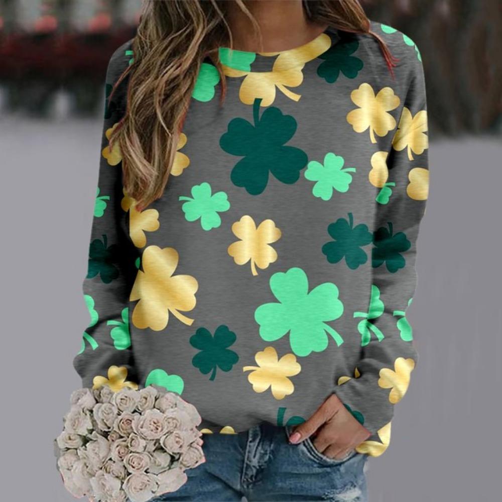Grüne Pullover Pullover Frauen St Patrick Tag Kleidung 2024 Frauen Täglichen Grün Workout Langarm O Neck T Shirt Weibliche Tops