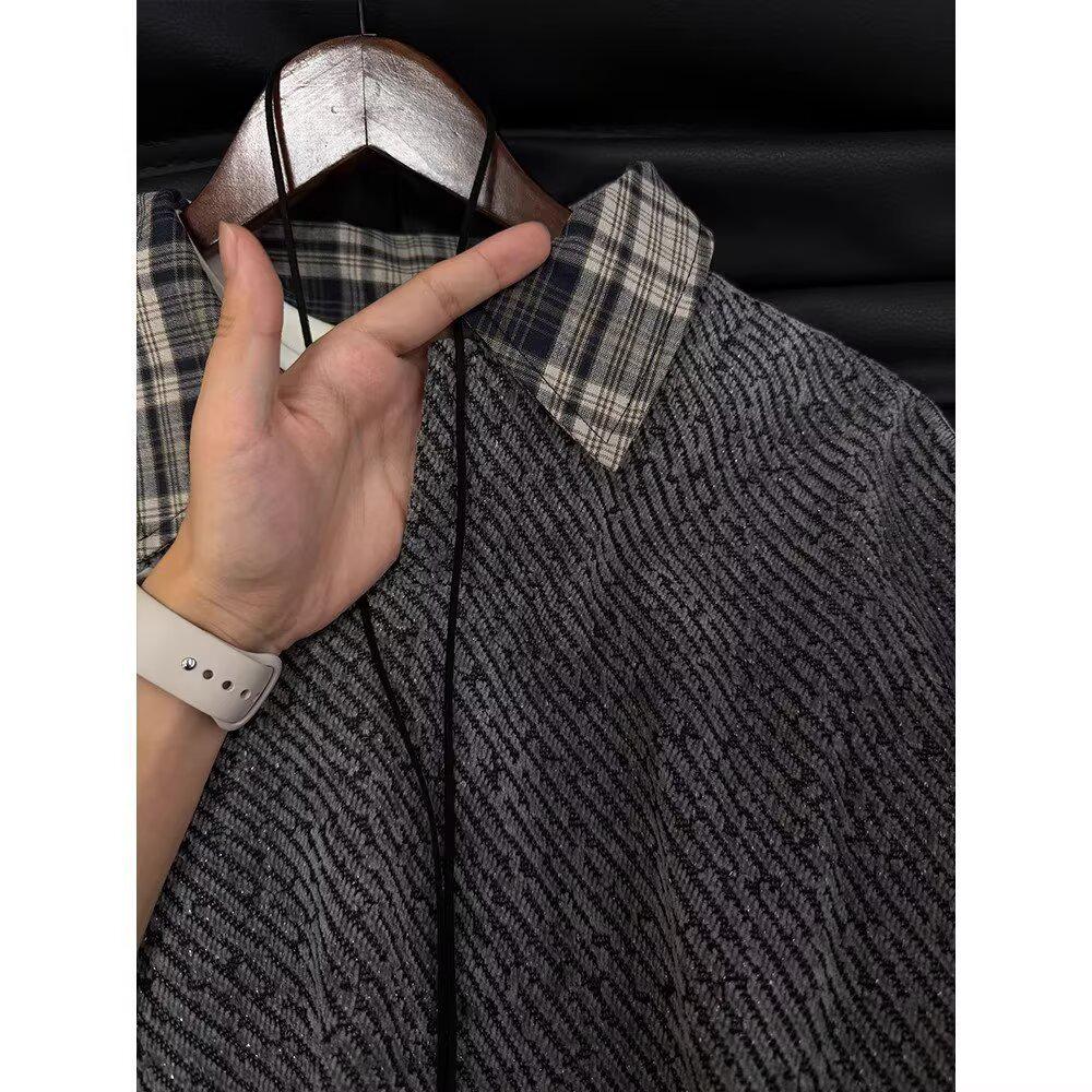 Men's Retro Plaid Velvet-Lined Hoodie: Autumn/Winter Street Style Trendy Loose Fit Jacket